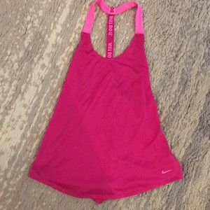 Open back pink nike workout tank